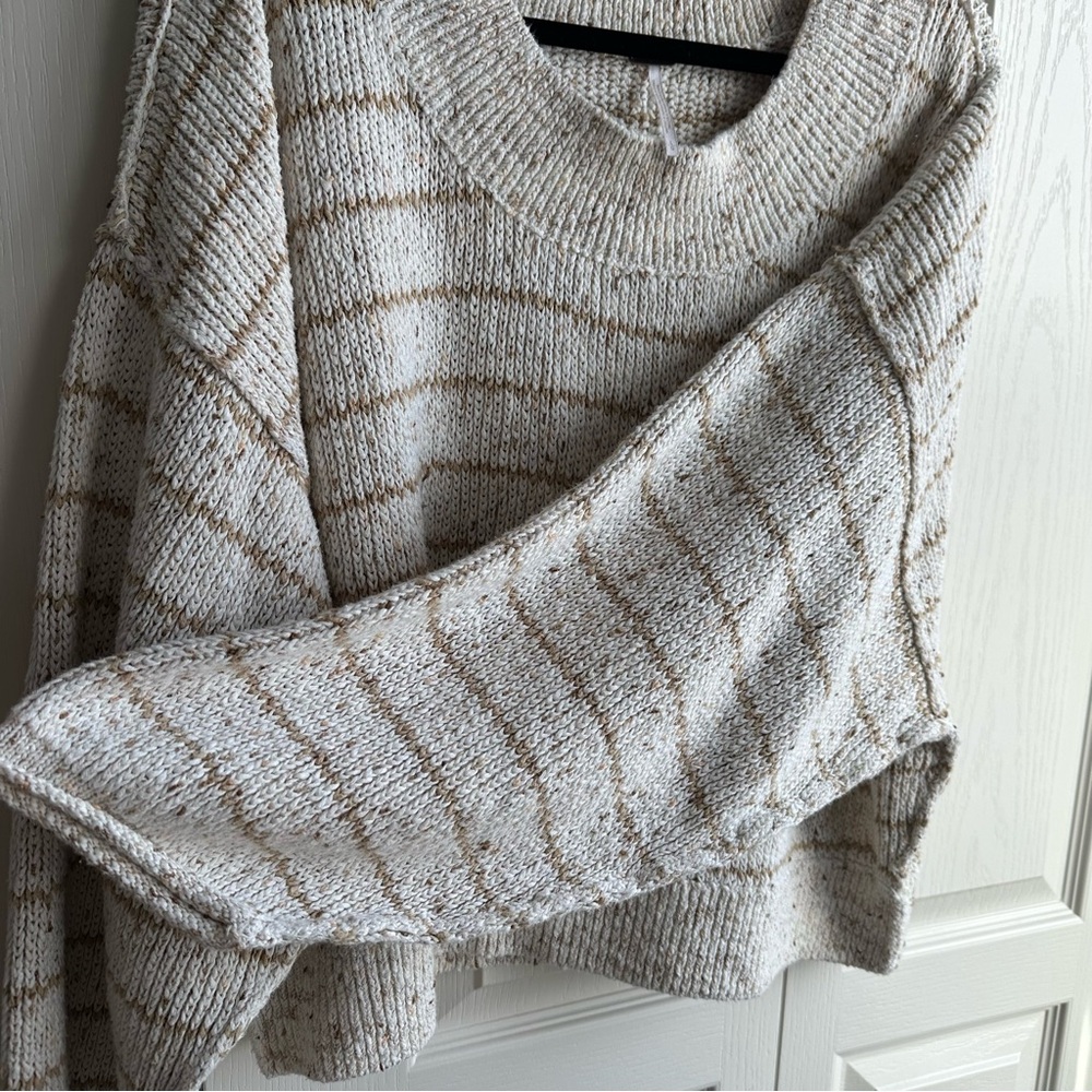 Free People Cream and Tan Striped Sweater - Picture 3 of 6